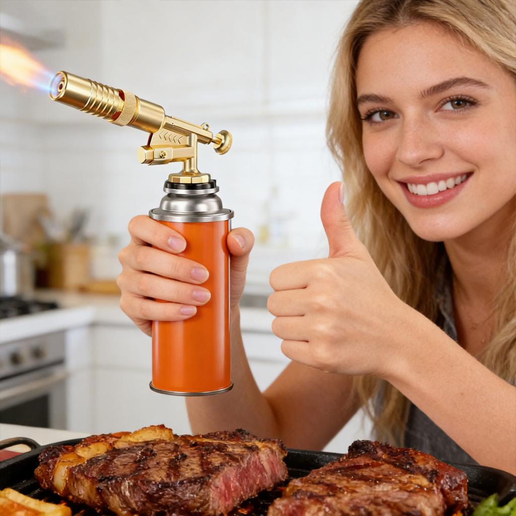 Messing-Lötbrenner, Lötbrenner mit einstellbarer Flamme zum Löten, Hartlöten, Grillanzünden & Heimwerkerprojekten, Vollmessing-Konstruktion, Kompatibel mit Standa