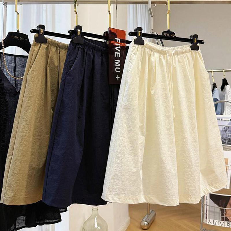 Shorts Pants Women Summer Solid Color Vintage Loose Large Size Casual Wide Leg Pants Shorts