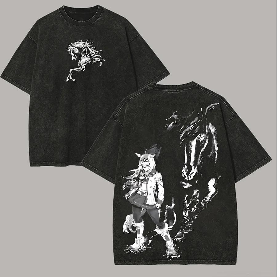 

Pretty Derby Washed T Shirt Unisex personality Clothes Oversized Suitable for all seasons Couples high quality Washed Retro SOFT L