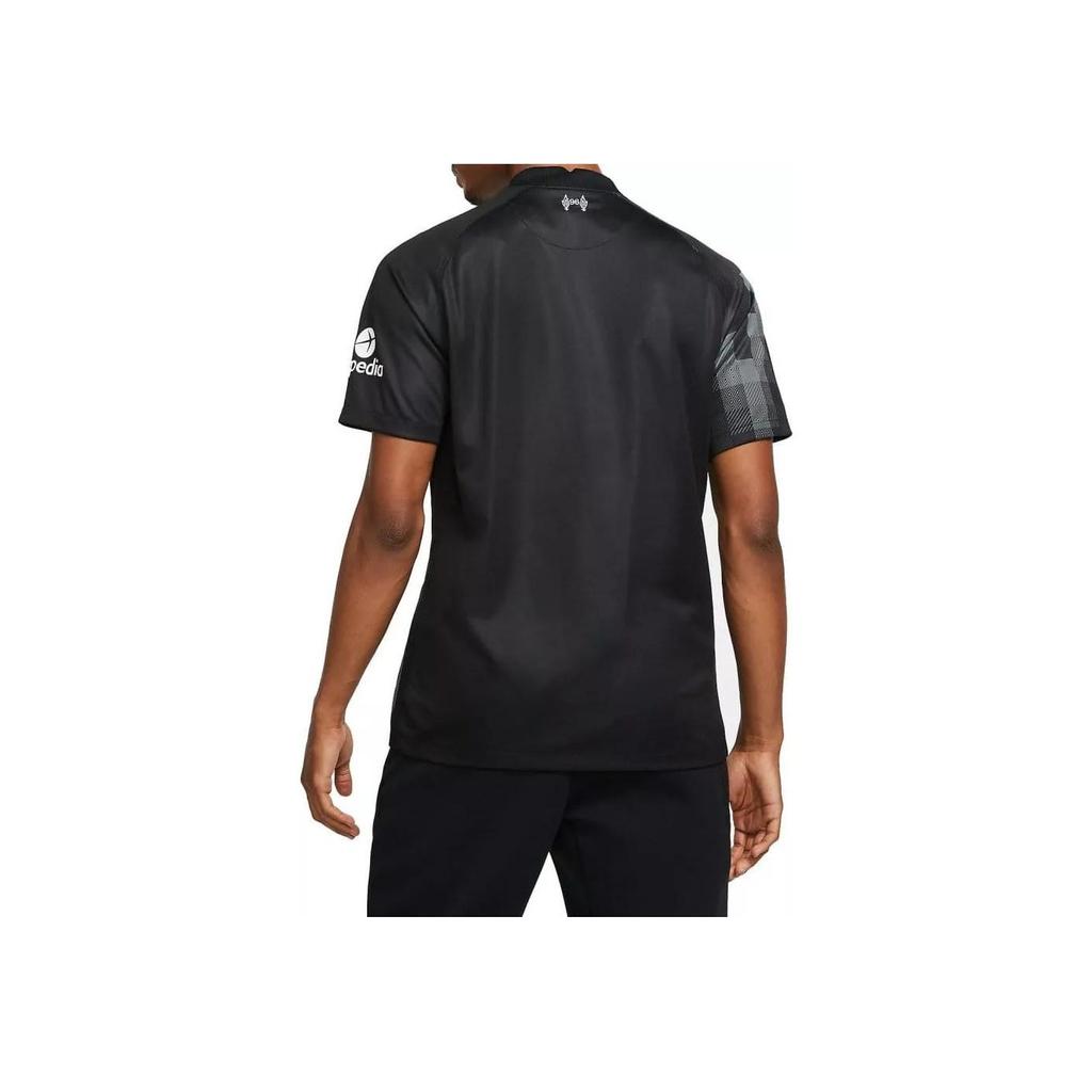Nike Liverpool Fan Edition Sport Breathable Colorblock Short Sleeve Soccer Jersey Men Tops Black Grey DB2559-011