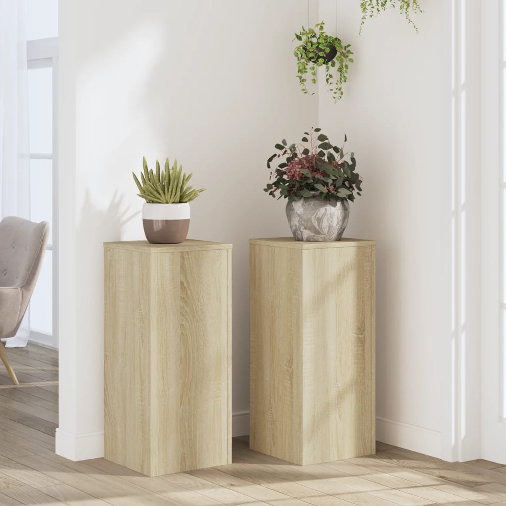 vidaXL Pflanzenständer 2 Stk. Sonoma-Eiche 30x30x70 Cm Holzwerkstoff