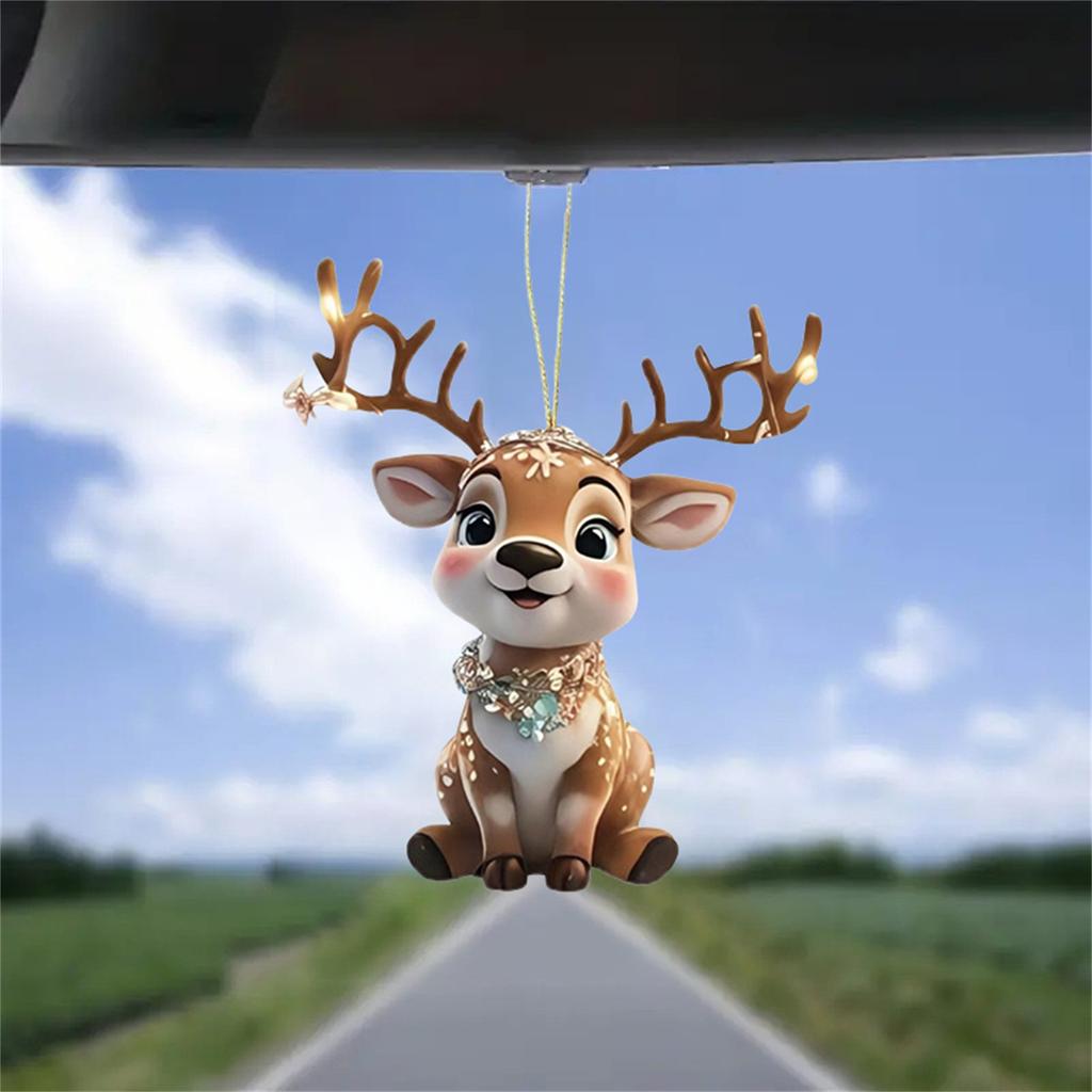 2D Flat Christmas Tree Acrylic Ornament with Hanging Rope Holiday Gift for Car Rearview Mirror Home Decor Hanging Pendant