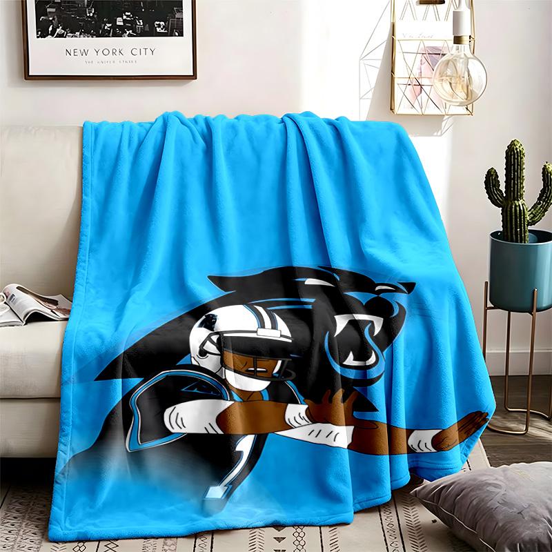 Carolina Panthers Theme Personalized Outdoor Flannel Blankets Soft And Suitable For All Seasons Perfect For Sofas Beds And Camping