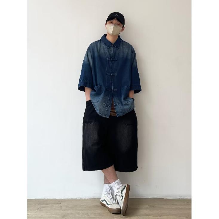 Summer New Chinese Style Vintage Denim Jacket For Men And Women, Loose Retro Button Washed Denim Top