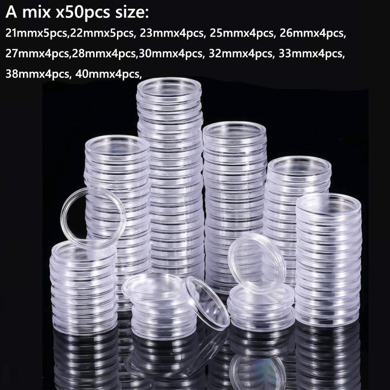 10~100pcs 21-45mm Transparent Plastic Coin Holder Coin Collecting Box Case for Coins Storage Capsules Protection Boxes Container