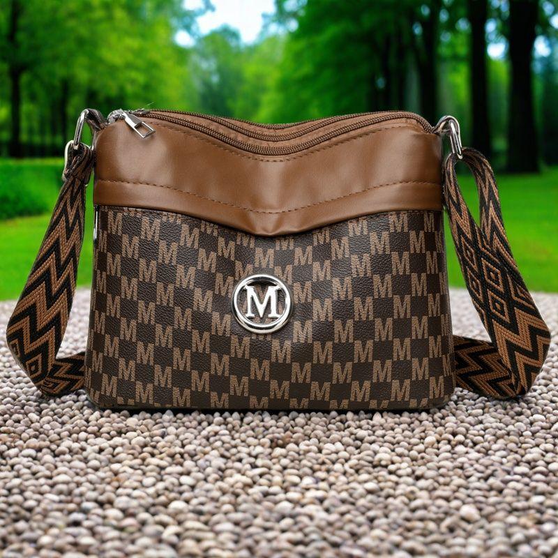 

Elegant, simple, fashionable, printed three-layer zipper, trendy, versatile, large capacity single shoulder crossbody bag 25x11x18cm коричневий