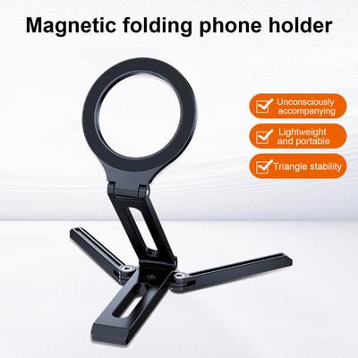 Magnetický stojan na telefon Stolní držák z hliníkové slitiny pro nahrávání videa mobilním telefonem Cestovní přenosný skládací stativ Nastavitelný úhel držáku telefonu