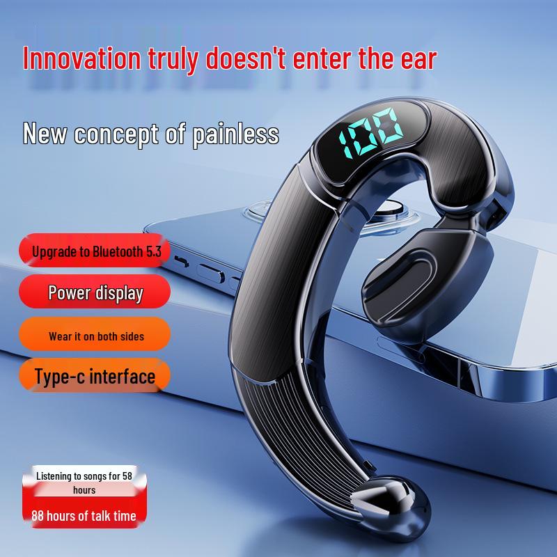 2024 In-Earless Bone Conduction Bluetooth Headphones, Ear-Hook Design, with 5.3 Chip and Ultra-Long Battery Life, Unisex.