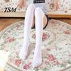 Women Stockings Solid Color Elastic Acrylic Fiber Over Knee Socks Stretch Comfortable Thigh High for Party