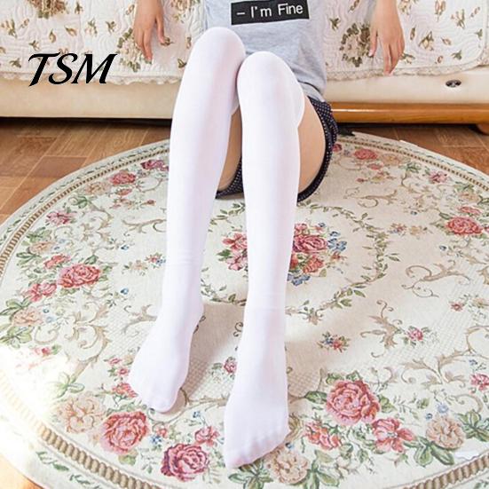 Women Stockings Solid Color Elastic Acrylic Fiber Over Knee Socks Stretch Comfortable Thigh High for Party