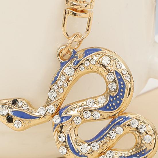Keychain Pendant Sparkling Rhinestones Inlaid Zinc Alloy Snake Shape Key Chain Lightweight Car Bag Accessory