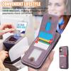 For iPhone 16 Case Card Holder Kickstand Leather+TPU Phone Cover with Shoulder Strap