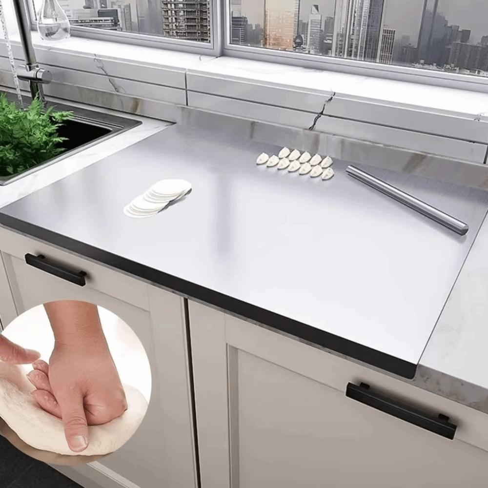 Thickened Stainless Steel Cutting Board Double-Sided Dough Board Chopping Board Dough Prep
