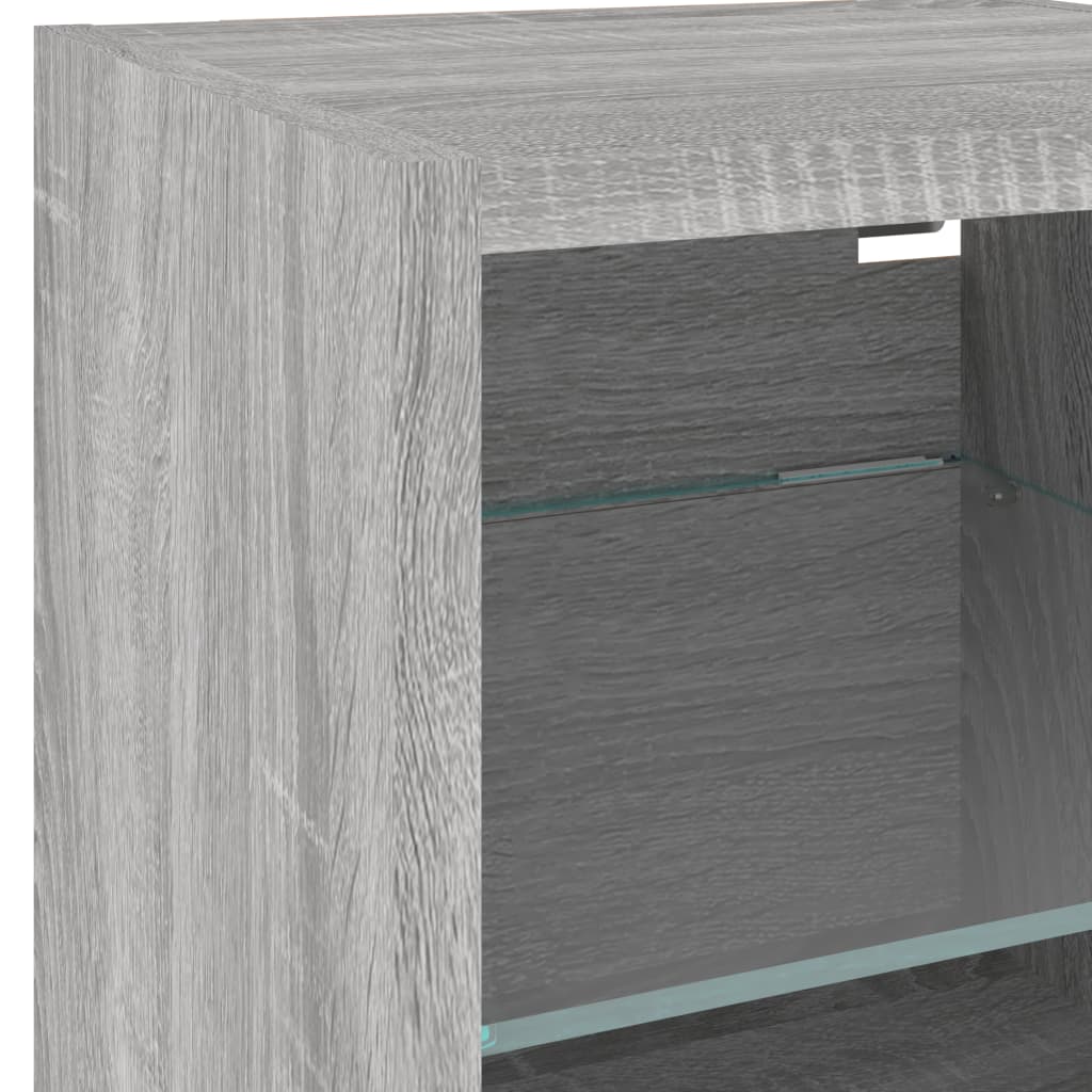 8 Piece Living Room Wall Unit with LED Lighting Grey Sonoma Wood Based Material