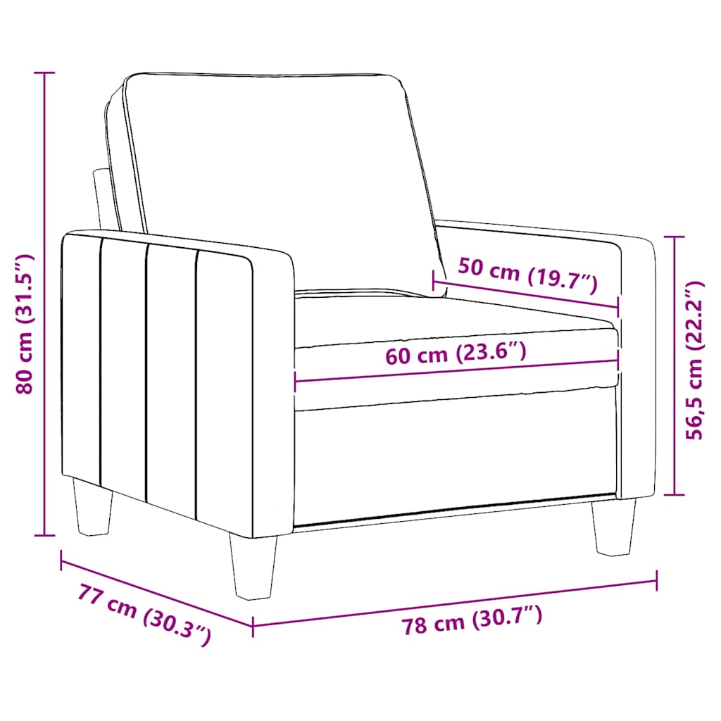 Armchair Burgundy 60 Cm Fabric