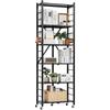 6-Tier Foldable Storage Shelf with Wheels 24 x 12 x 72-inch Metal Shelving