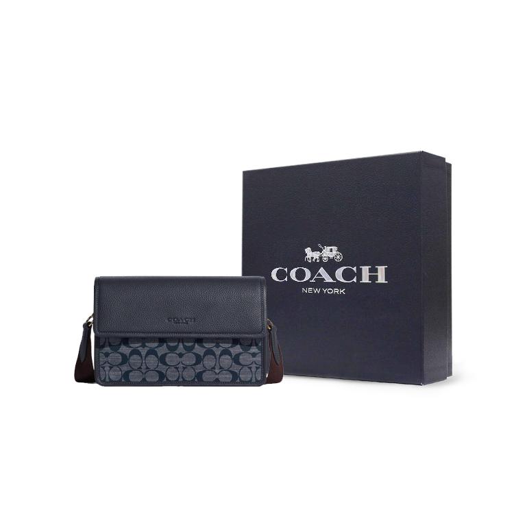 Coach Turner Plain Weave Fabric Shoulder Bag , Crossbody Bag Medium Men's Denim Blue (Unisex) Crossbody Bags C8185 B4DE