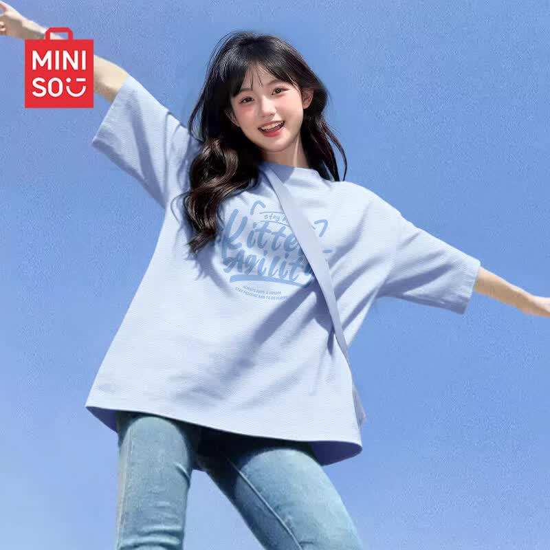 MINISO 2026 Summer Loose Fit Pure Cotton Women s Short Sleeve T-Shirt 2XL