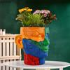 Creative Colorful Human Portrait Vase Desk Decoration Flowers Arrangement Artificial Flower Decorative Floral Vases Home Decor