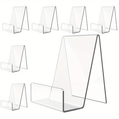 Set of 10 Durable Clear Acrylic Book Holders Featuring an Open Front Design - A-Frame Shelving Units Suitable for Home, Office