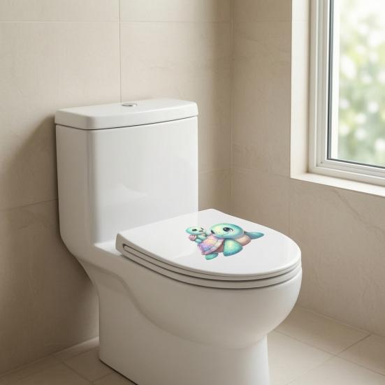Toilettenaufkleber, Niedliches Schildkrötendesign Toilettendeckel-Aufkleber, Wasserdichte Abziehbilder Ohne Kleberückstände, Einfach anzubringender Aufkleber für das Badezimmer