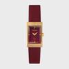 Women's Leather Band Design Watch Rumton Grid Burgundy Gold
