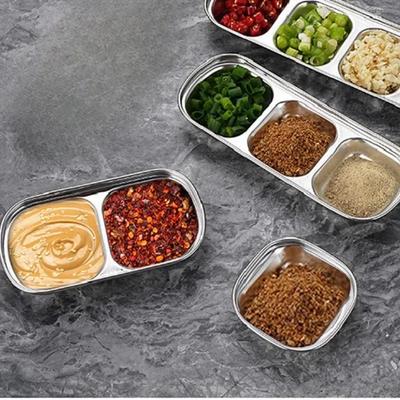 1 Stück Saucenschale aus Edelstahl, geteilte Gewürz-Dip-Schale, koreanische Ketchup-Schale, Essig-Soja-Gewürz-Beilagen-Tablett