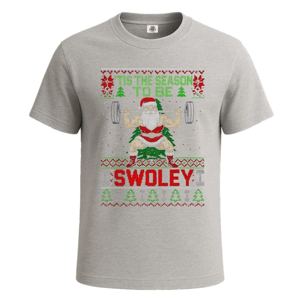 Santa weightlifting gym training mens t shirt xmas joke gift funny tee top 2XL