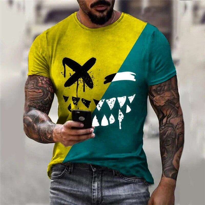 Fashion Casual Oversized Men's Clothes Short Sleeves Anime Hip Hop Plus Size 3D Printed T-Shirt O-Neck Tops