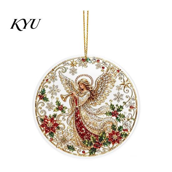 Office Holiday Decorations Christmas Acrylic Hanging Ornament, 2D Flat Double Side Printed Personalized Gifts Santa Snowman Pendant for Tree
