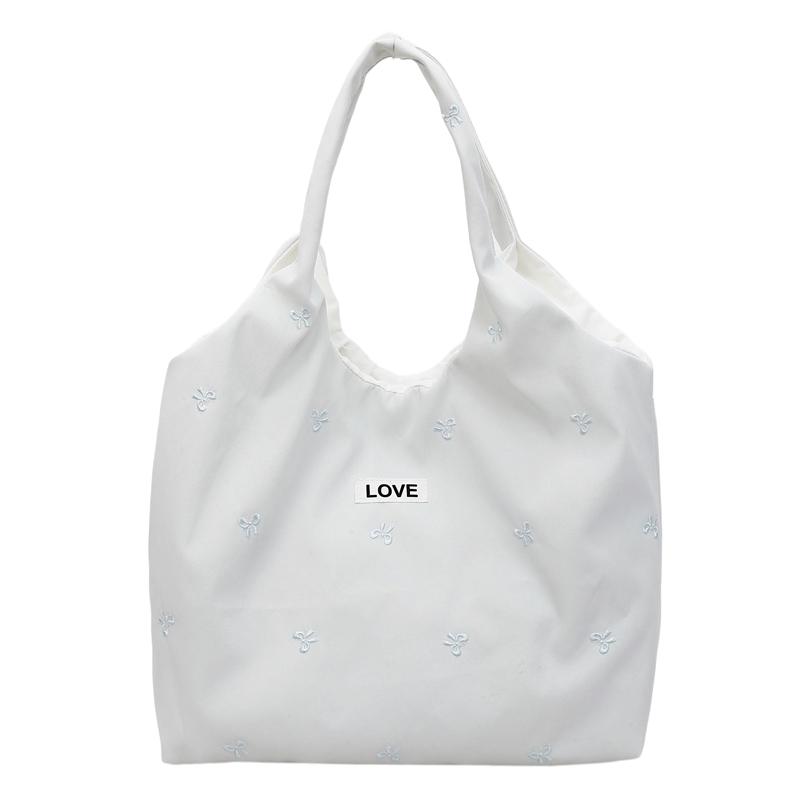 Women's Tote Bag Large Capacity Underarm Bag Bow Embroidery Shoulder Bag