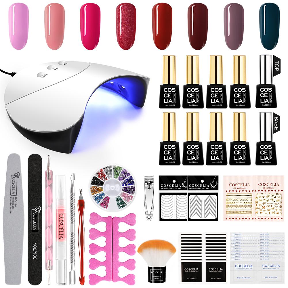 Buy COSCELIA Nail Gel Polish Manicure Set With Nail Dryer Lamp For Nail