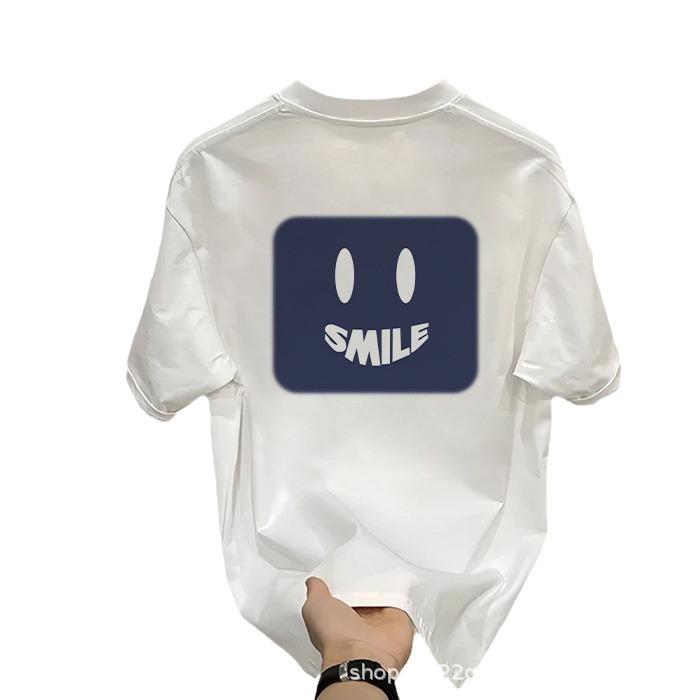 American Printed Cotton Short-Sleeved T-Shirt Men'S Loose Round Neck Short-Sleeved Couple'S Casual Versatile Half-Sleeved Bottoming Shirt