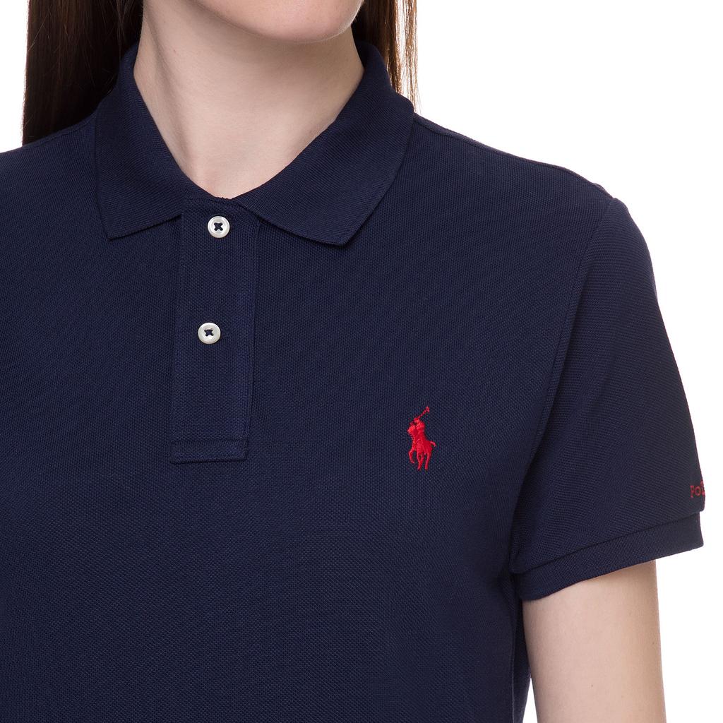 Polo Ralph Lauren Solid Color Pony Embroidered Polo Collar Straight Midi Short Sleeve Dress Women dresses 211780107-003