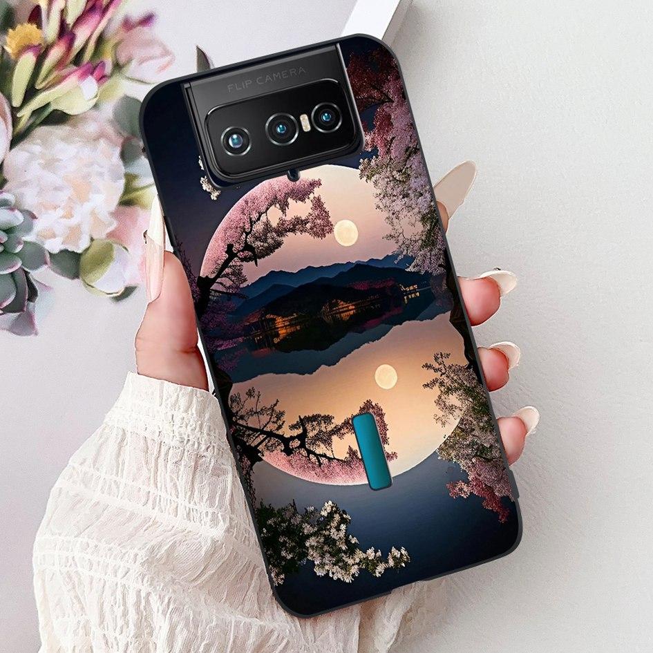 For Asus Zenfone 7 ZS670KS Case I002D Popular Flower Soft Black Silicone Phone Cover For Zenfone 7 Pro ZS671KS Funda I002DD Capa