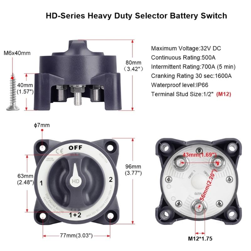 4 Position Battery Switches Marine Battery Control Solution Waterproof Battery Disconnect Switches 4 Position Control