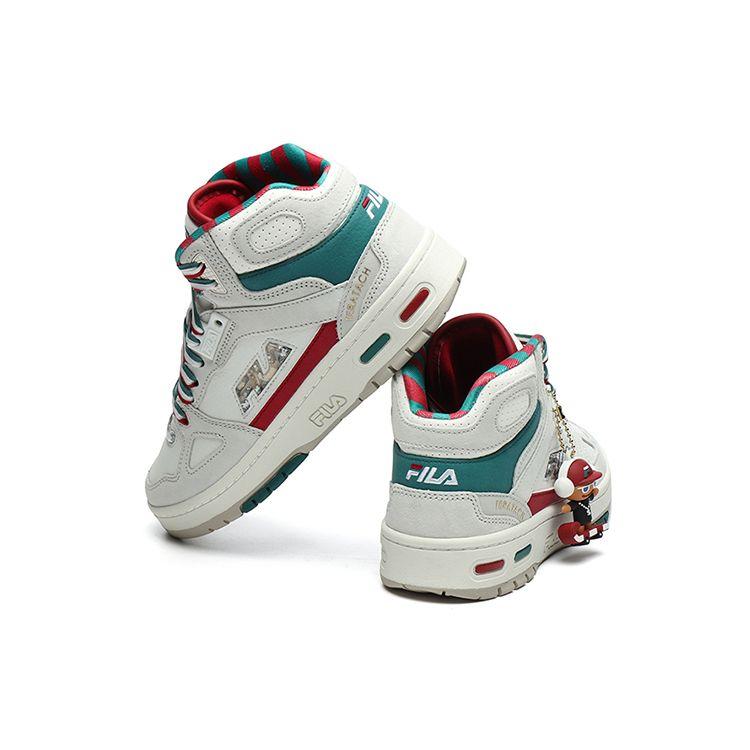 X FILA FUSION Teratach X Mas Skóra syntetyczna Wygodne Amortyzujące Odporne na ścieranie Średnio wysokie Retro Buty do koszykówki Damskie sneakersy T12W219107FBD