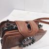 Vintage Shoulder Bag for Women PU Leather Armpit Bag Fashion Rhinestone Buckle Crossbody Bag Punk Designer Top-handle Bags
