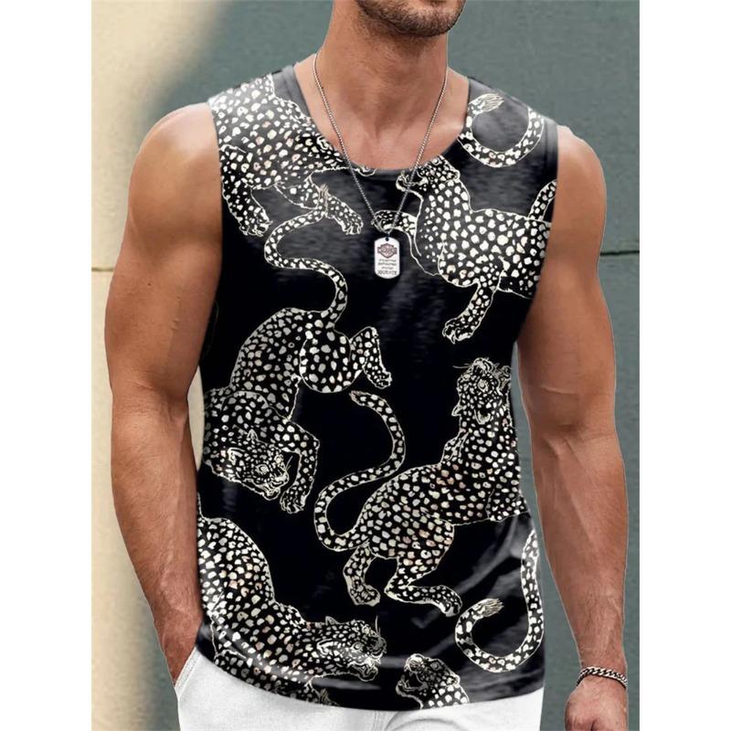 Summer Round Neck 3D Animal Pattern Printed Top Fashionable Casual Sleeveless Women's Tank Tops