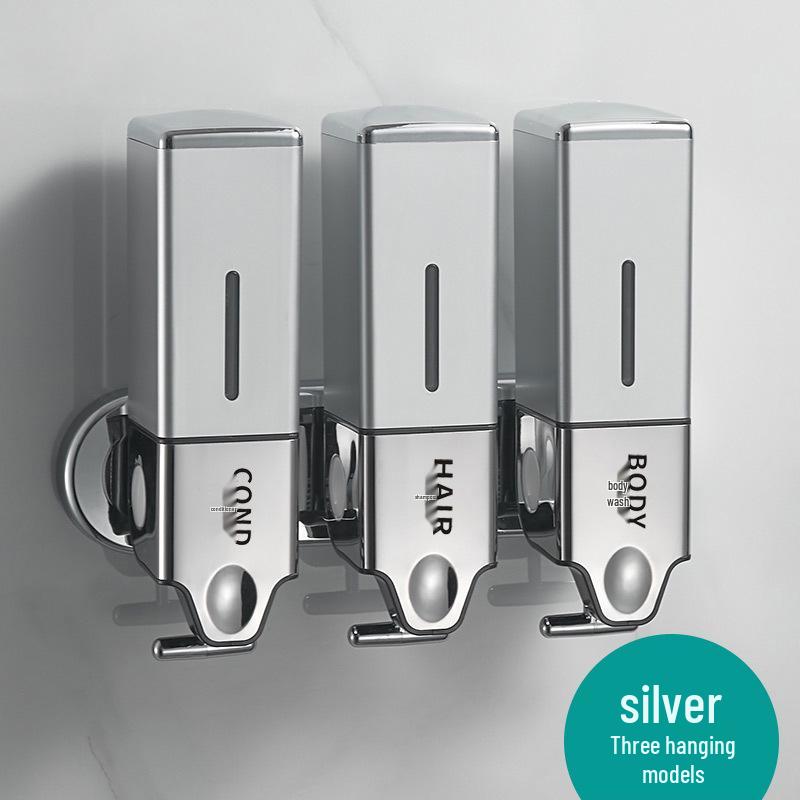 Wall-Mounted Dual Soap Dispenser with Double Hook for Bathroom & Kitchen