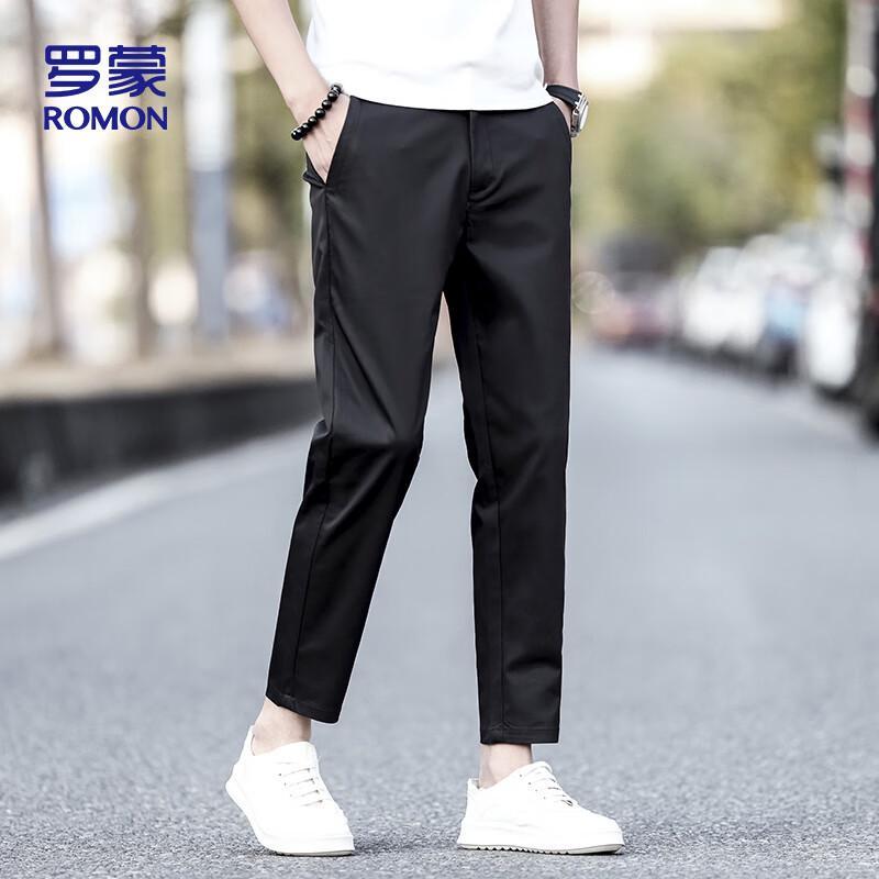 ROMON Men's LL89 Straight-Leg Ice Silk Casual Pants