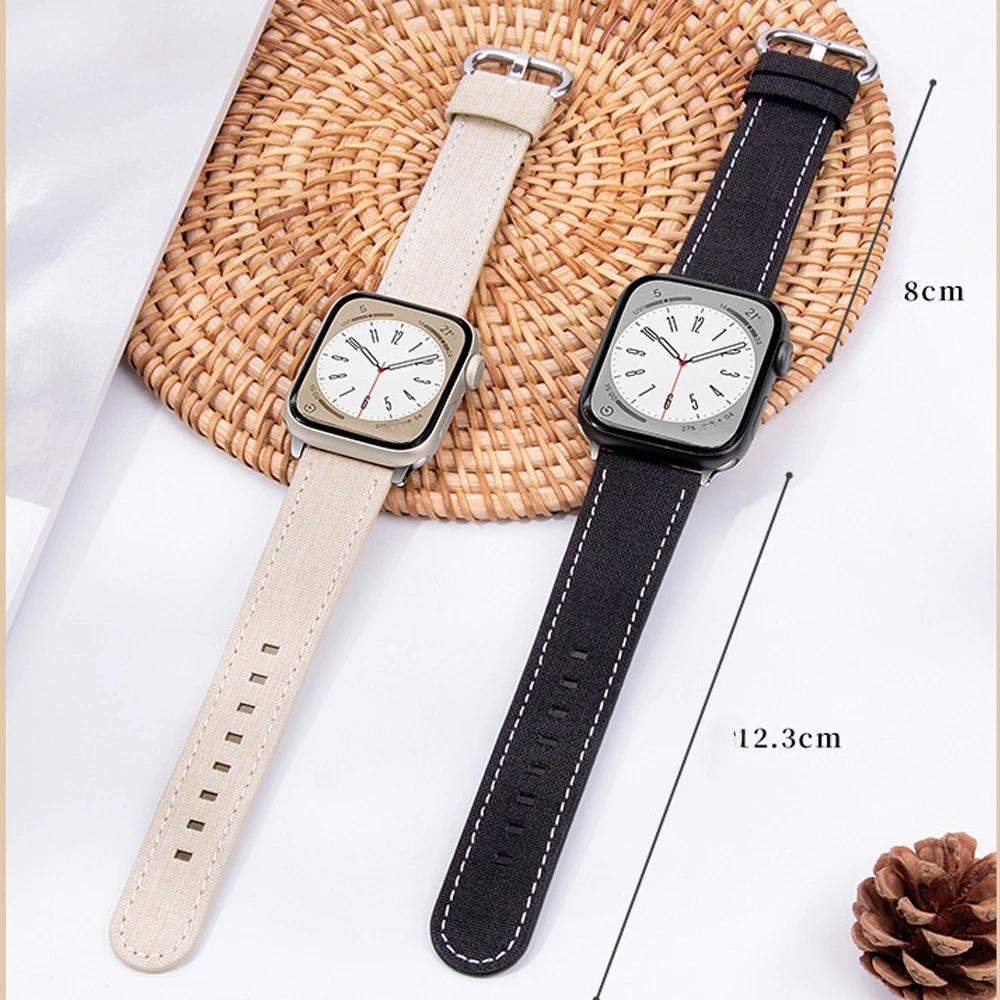 Canvas Band For Apple Watch Strap 49mm 46mm 40 41 38mm 44 45mm correa fabric Bracelet for iwatch Series 11 10 9 8 7 SE 6 ultra 3