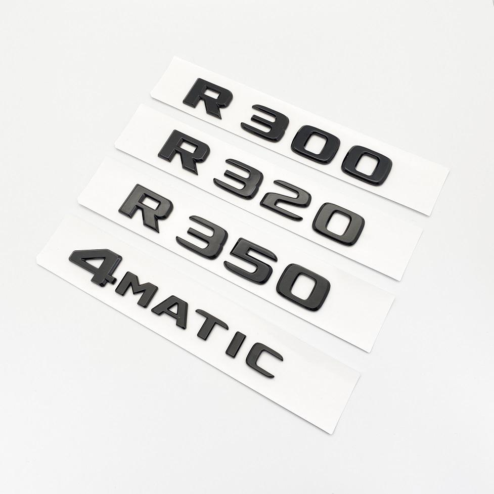 Glänzende schwarze Buchstaben R300 R320 R350 R400 R500 4Matic Emblem für Mercedes Benz Auto Kotflügel Kofferraum hinten W251 Logo Aufkleber
