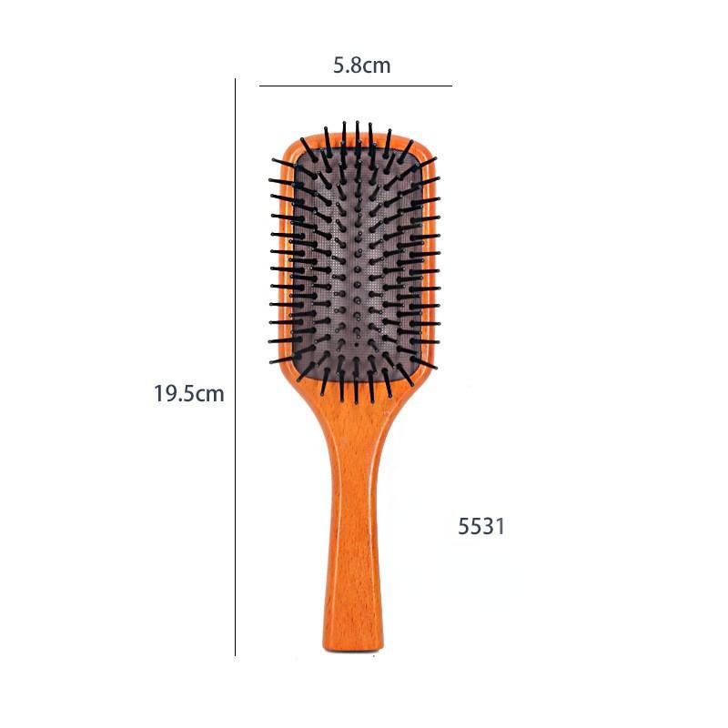 Scalp Massage with High Elasticity Air Cushion Comb, Beech Wood Straight Hair Shape, Airbag Comb
