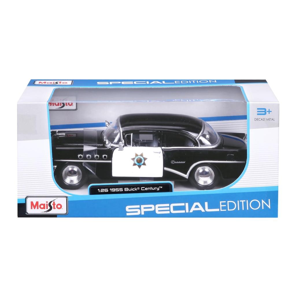 Maisto 1/26 Scale Buick Century 1955 Police Car / Diecast Model Car, Finished Model, 31295