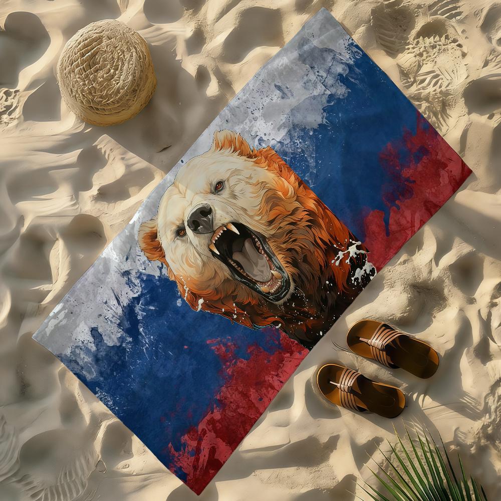 Flag of Russian Towel Soft Lightweight Anti-Sand Large Beach Towel Quick-Drying Bath Sports Family
