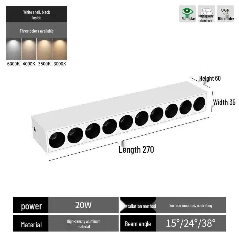 

Surface-Mounted LED Grille Track Light