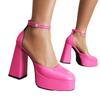 34-48 Summer Round Head Waterproof Table Thick Heel Super High Heels Light Mouth Foot Fashion Show Large Size Single