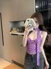 #Summer new pure desire wind three-dimensional flocking polka dot printing sling vest female slim fixing belt chest pad