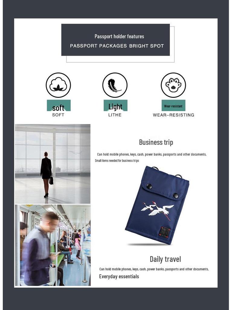 Unisex Travel Passport Holder with Lanyard - Double-Layer Neck Pouch for Secure Document Storage
